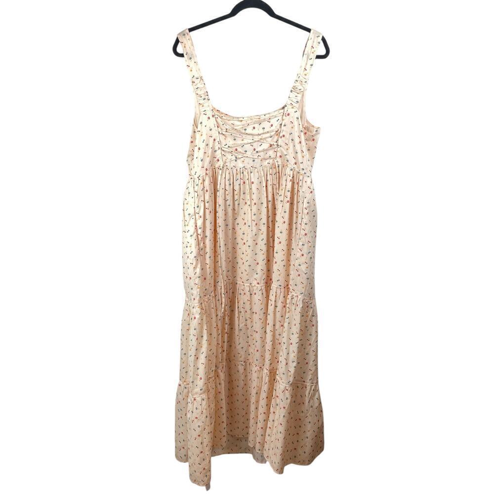 Christy Dawn The Adele Floral Lace Up Dress Carnelian Aster Garden Peach Size L - Picture 8 of 9